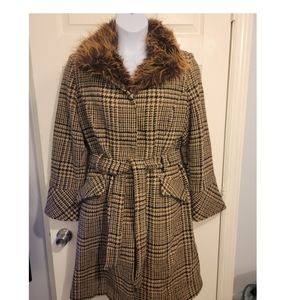 🍂🍁FALL MUST HAVE🍁🍂Vintage Rampage Brown Houndstooth Wool Coat. Sz. XL